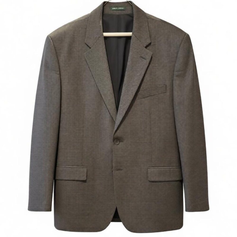 Lauren Ralph Lauren Wool Blazer Mens 44R Brown Micro Check Sport Coat Two Button